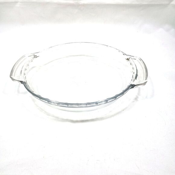 Vintage Anchor Hocking Clear Glass 9” Pie Dish Plate With Handles - Picture 2 of 3
